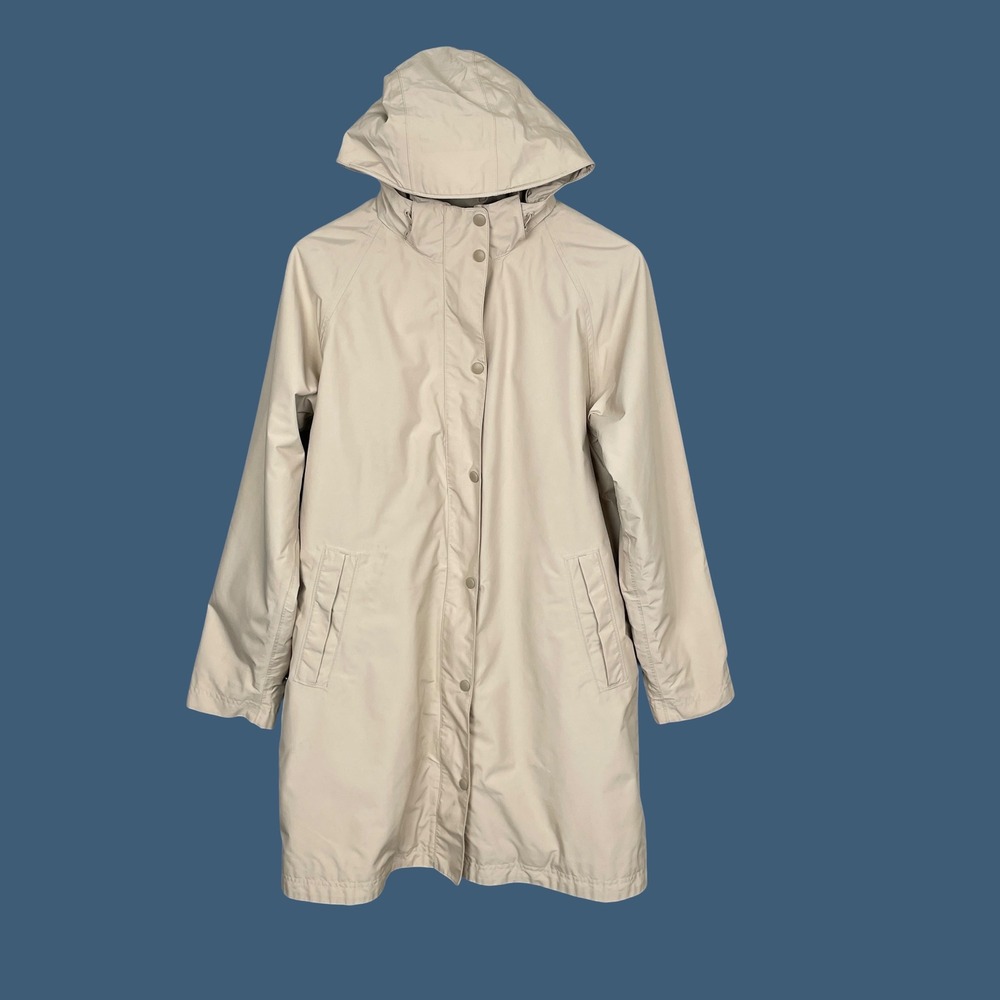 LL Bean Classic H2Off Rain Jacket Womens M Removable Hood Plaid Liner Outdoor - Picture 2 of 12